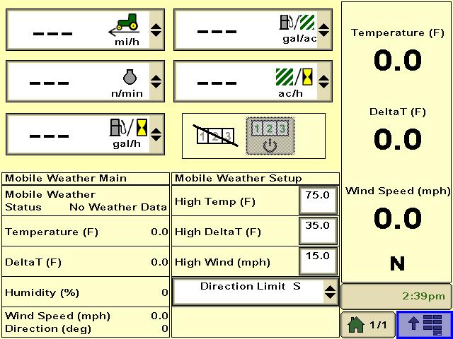 Operation Viewing Mobile Weather Information on a display: Weather information can be viewed on the Application Controller page or setup and viewed on a home page section.