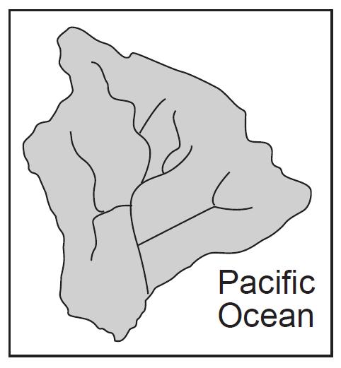 120. The topographic map below shows the largest island of the Hawaiian Islands.