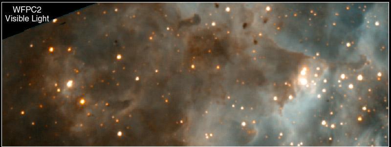 Making the stars visible After a star is born it heats the gas and dust around it.