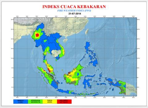 Regional Fire Danger (22 July 2014) provided by Malaysian Meteorological Department http://www.met.gov.my/index.php?