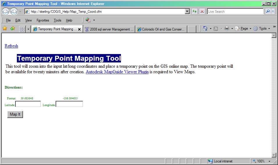 If Proposed Location Latitude and Longitude Known: Use the Temporary Point Mapping Tool