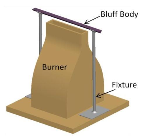 for each apex angle. Adjustable fixture is used for holding the bluff body above burner (Fig-2). Fig-2.