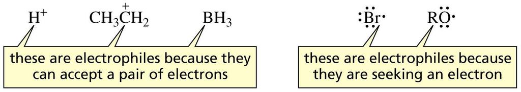 These are: Nucleophiles Electron rich species with a lone pair of electrons that can be donated to other species