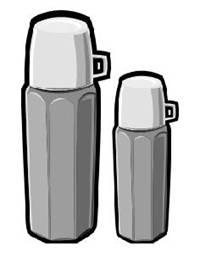 Question 14: The following two thermo flasks are geometrically similar and have capacities of 432 ml and 2 l.