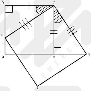 Question 2: In the diagram, CEFG is a rectangle and ABCD is a square. ABG is a straight line. a) Show that DCE BCG. b) Prove that triangle DCE is congruent to triangle BCG.
