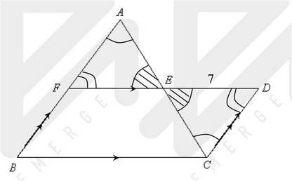 Question 3: In the diagram, AFB, AEC and FED are straight lines. DE = 7 cm, FED//BC, AFB//DC and AE = EC. a) Name a triangle that is congruent to AEF.