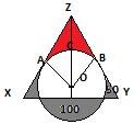 The grey shaded area at vertex X is also 50 just as the grey shaded area by vertex Y is (because it s an equilateral triangle).