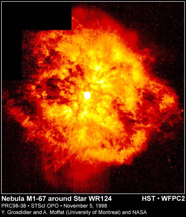 Nebulae Recent mass-loss history of Wolf-Rayet star WR124 revealed by ejecta nebula (Grosdidier et al 1998).