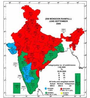 Late season agricultural drought detection from INSAT 3A CCD NDVI 30 th Sept to 15 th Oct 2008