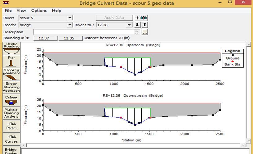 Input menu of Bridge Geometrical data Fig. 4 Input Menu of Bridge Data V. THE RIVER SYSTEM SCHEMATICS he schematic defines how various river reaches are connected.