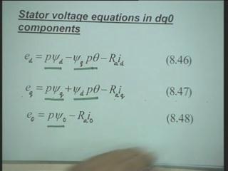 (Refer Slide Time: 02:57) We will further see that in in this equation similarly, in this equation the speed voltage terms dominate over the transformer voltage terms and in