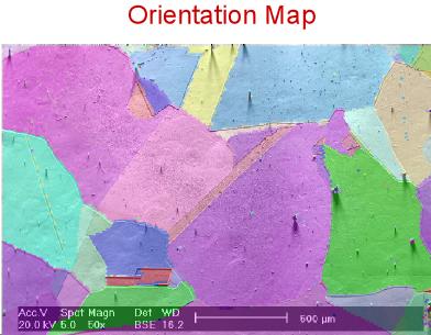 An Orientation Map is generated by shading each point in the OIM scan according to some