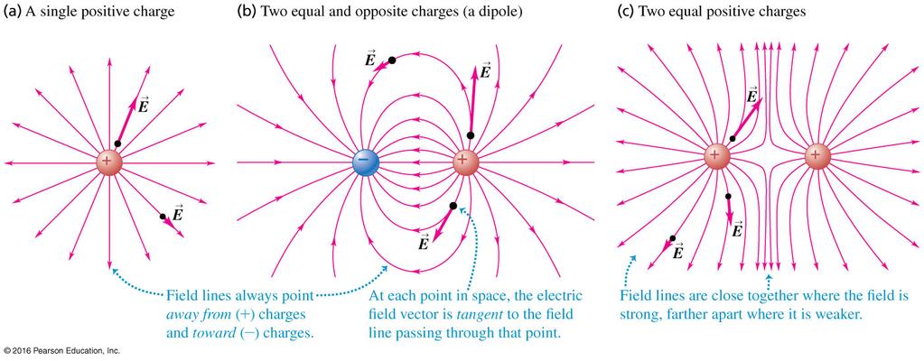 6 Electric Field Lines Figure 19: This is Fig. 21.28 showing the field lines due to three different charge distributions.