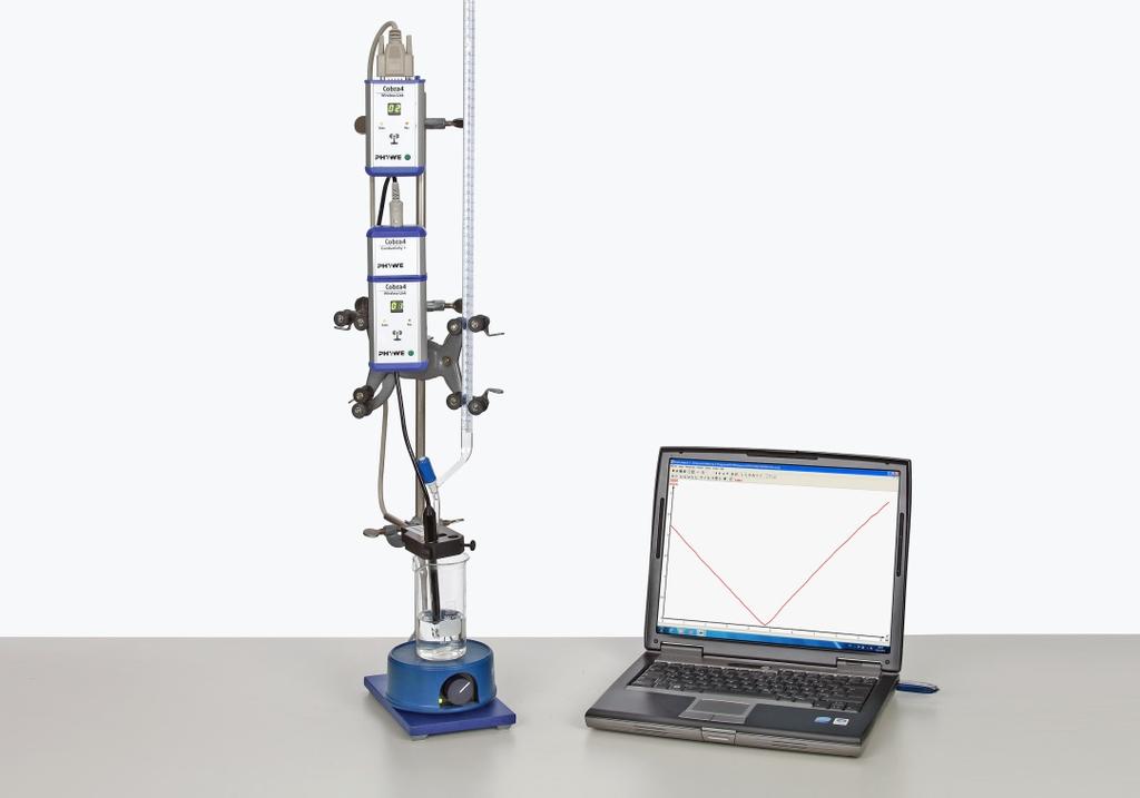 Conductometric titration with Cobra4 TEC Related concepts Electrolyte, electrical conductance, specific conductance, ion mobility, ion conductivity, conductometry, volumetry.