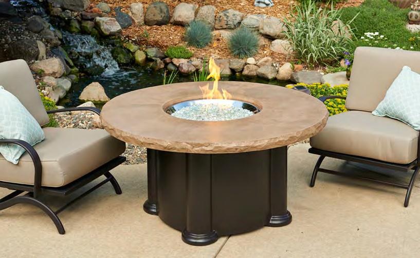 Fire Pit Table with Mocha Supercast Top COLONIAL-48-M-K 27" Chat Height M a r b l e