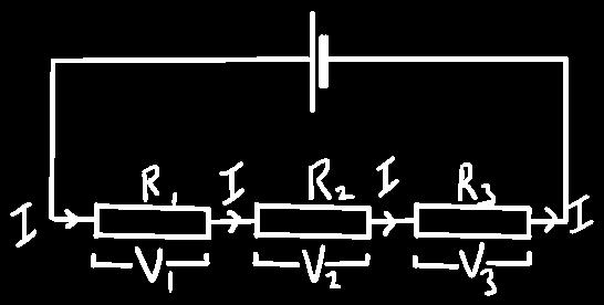 Resistors in Series To prove: R T = R 1 + R 2 + R 3 Let V 1, V 2, V 3 be the voltages across each resistor. Let I be the current through each resistor.
