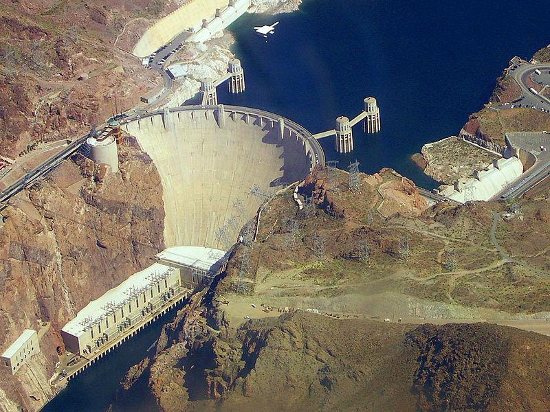 Dams, like the hoover dam works in a similar way.