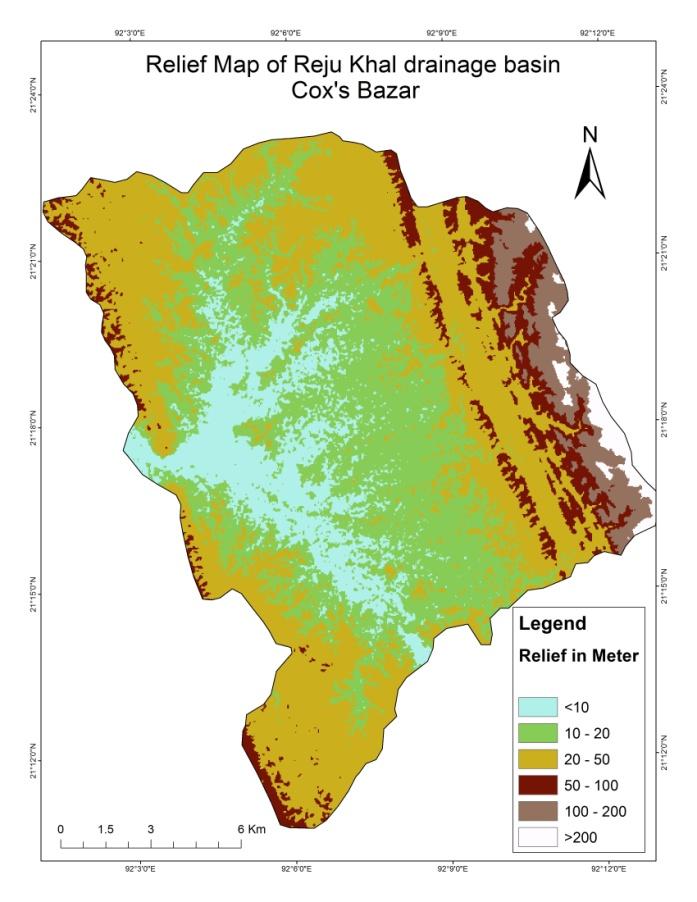 International Journal of Scientific & Engineering Research, Volume 7, Issue 6, June-2016 468 Fig. 2: Relief Map of the Reju Khal drainage basin. Fig. 3: Slope Map of the Reju Khal drainage basin.