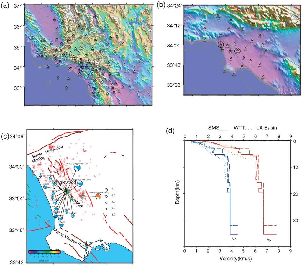 3270 Short Note Figure 1. Distribution of Southern California Seismic Nework (SCSN) stations and models used in studying the 2009 (M w 4.6) Inglewood earthquake sequence.