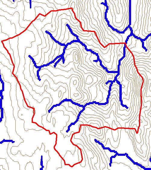 Watersheds Once done manually Contour lines (brown) Drainage