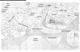 Mars. Lowell published maps of what he thought were