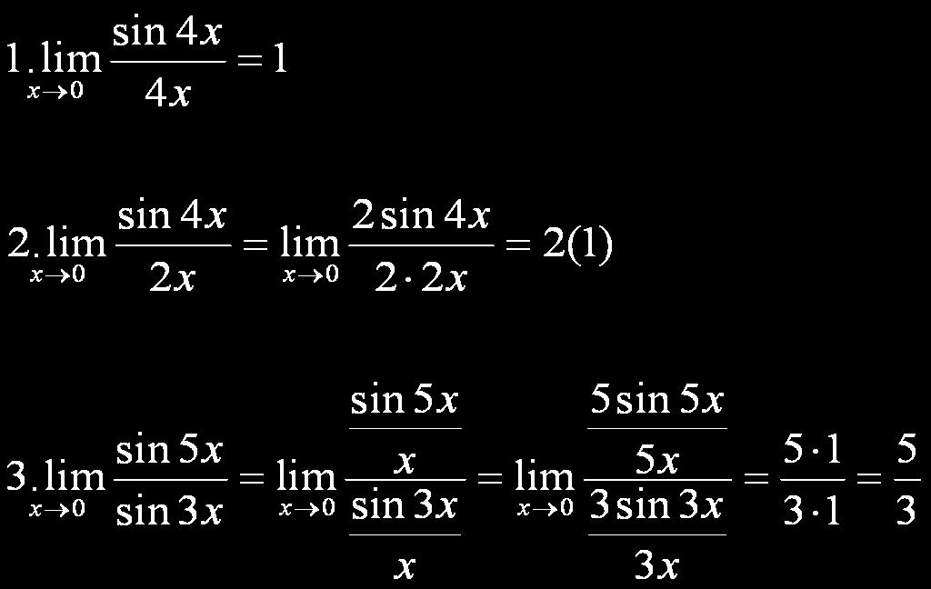 3 Trig Limits to Know When evaluating limits, if you can use substitution and get a