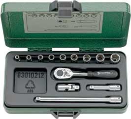 00 40aD/25/8 Socket set /4" u In sturdy sheet steel case, 33 pieces Content: 0 sockets with bi-hexagon No 40aD: sizes 3 /6; 7 /32; /4; 9 /32; 5/6; /32; 3