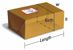 67. EXTENDED RESPONSE A U.S. Postal Service guideline states that for a rectangular package like the one shown, the sum of the length and the girth cannot eceed 08 inches.