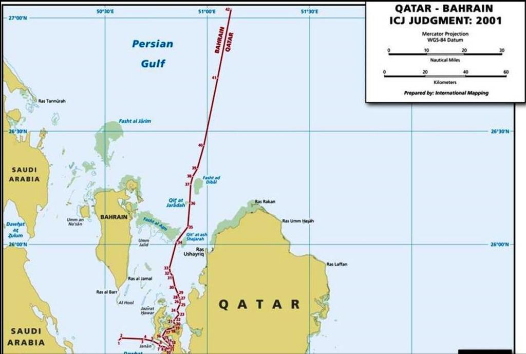 2001 Bahrain- Qatar Bahrain= Hawar, Qit at Jaradah Qatar=
