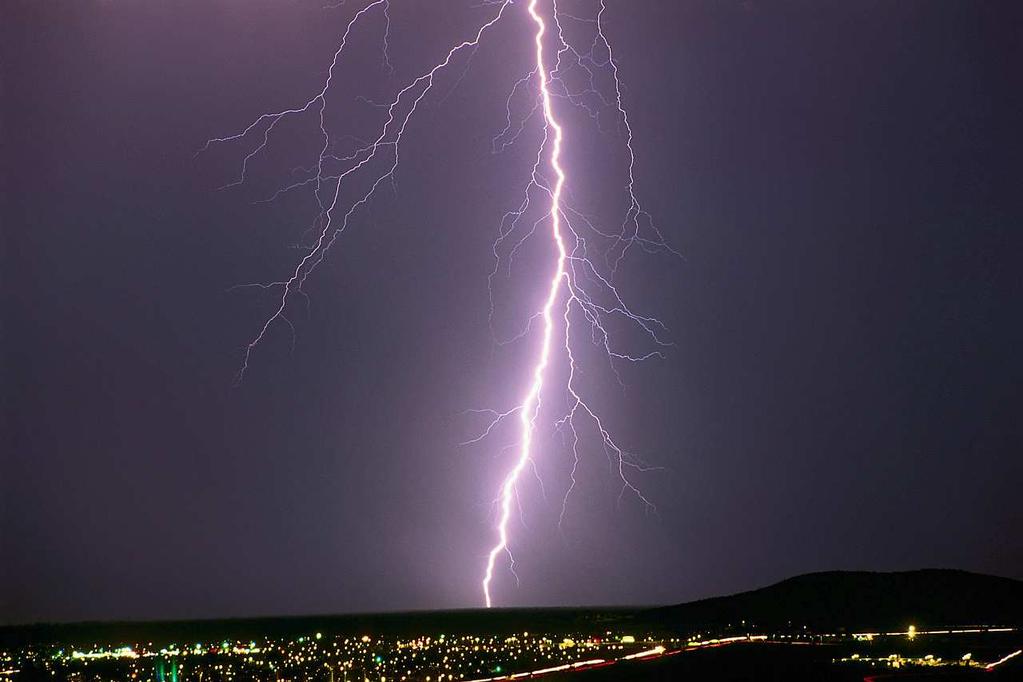 Lightning is a very bright flash of light in the sky. Lines of lightning are bolts. Lightning bolts are about one inch& 2.