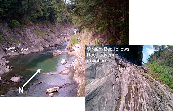 Figure 2-7. Stream valley eroded into tilted layers of rock (schist). 2.2 Beneﬁts of Terrane Information for the Initial CSM Terrane analysis is used to develop an initial terrane-based CSM framework.