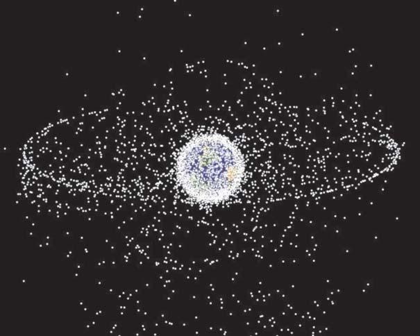 NASA ORBITAL DEBRIS PROGRAM OFFICE leads to a slow-motion chain reaction or cascade as the large objects in orbit are ground into smaller fragments.