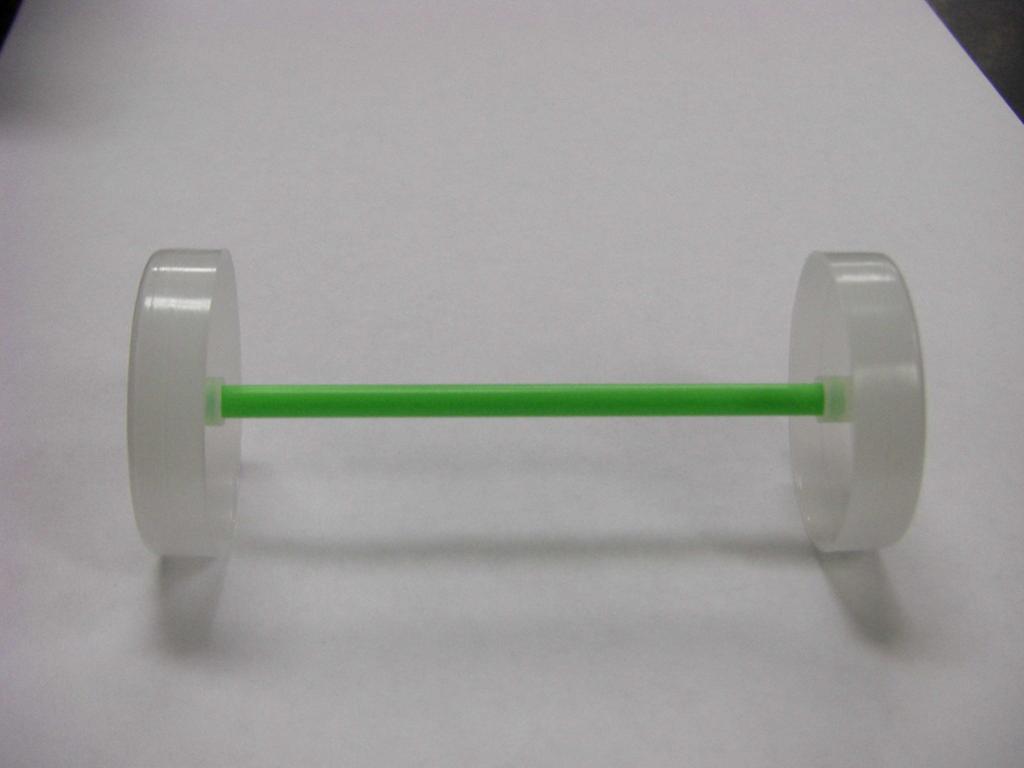 Materials (per group): 3 3-inch No. 10 screws (round head) 1 wooden block about 10 x 20 x 2.5 cm four small plastic wheels and two straws to connect the wheels.