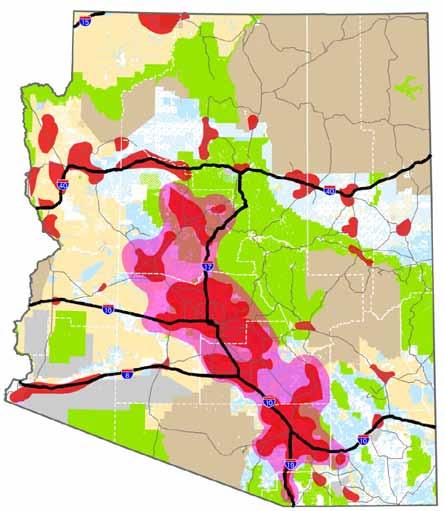 Sun Corridor Megaregion Stretches from Prescott to Mexican border at Nogales (280 miles) Yuma Prescott Flagstaff Phoenix Tucson Nogales Source: Maricopa Association of Governments Megaregion: Network