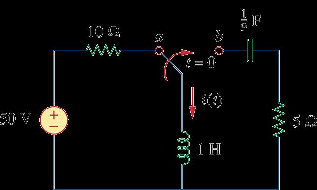 Example The circuit shown below has reached steady state at t = -.