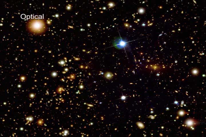 Chandra News Release 1E0657-558: optical image Z=0.296 7.5 x 5.