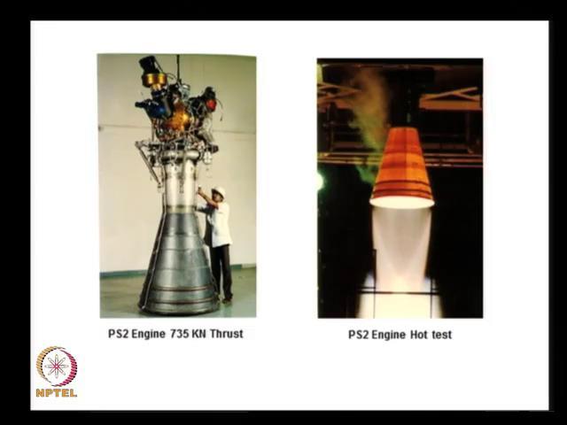 (Refer Slide Time: 52:15) See this shows a particular second stage rocket of PSLV, and here you see this is the divergence portion of the nozzle. This is the combustion chamber.