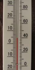 Figure 3: Reading a thermometer. A thermometer can have one, or two sets of numbers on it. If it has two sets of numbers one will be in Celsius, and one will be in Fahrenheit.