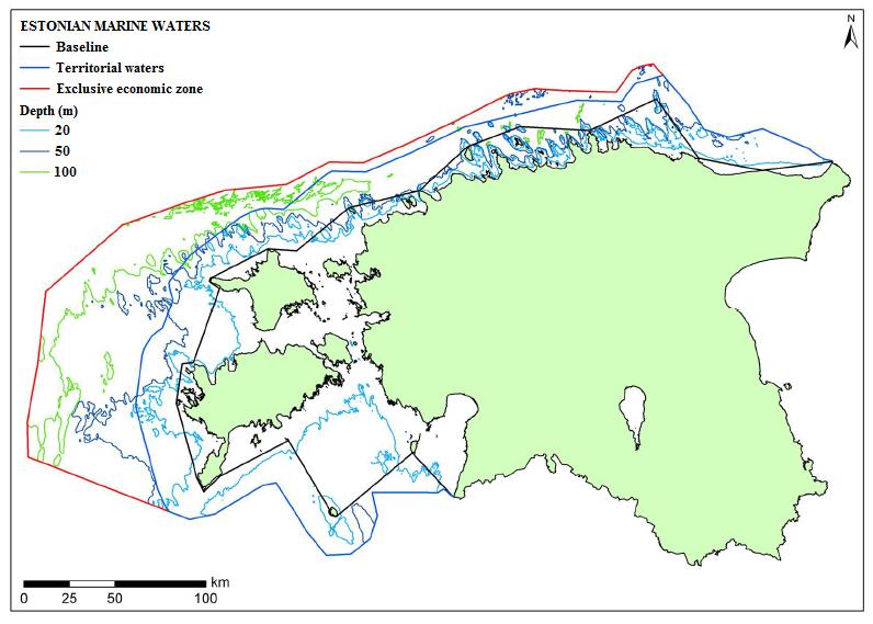 1. General information Size of internal waters (to the baseline) and territorial sea (12-nm zone from the baseline) approximately 25 200 km 2. Exclusive economic zone about 11 300 km 2.