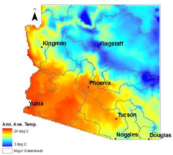 Annual Average Arizona Temperatures Background on AZ Climate Annual