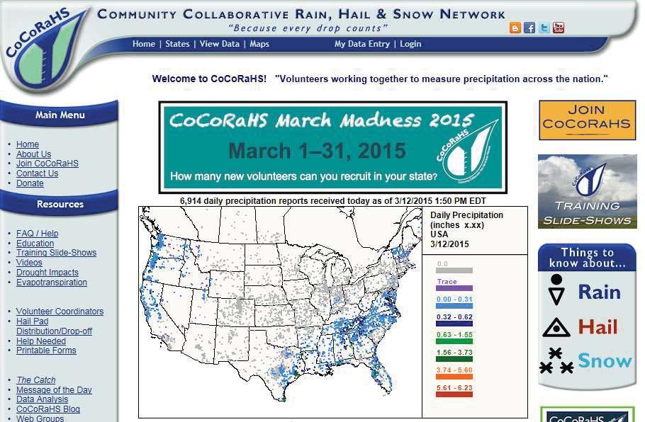 Community Collaborative Rain, Hail & Snow Network Daily precipitation measurements using the