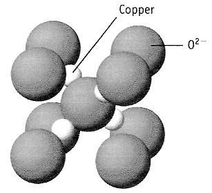 1. The unit cell of the mineral cuprite is shown above. The formula of cuprite is.