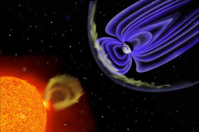 to 2500 km/sec)! A typical CME can carry more than 10 billion tons of extra plasma into the solar system, a mass equal to that of 100,000 battleships.