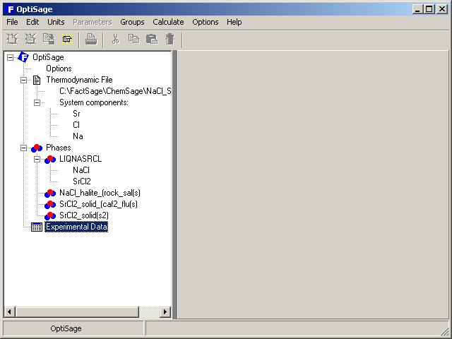 Importing the data into Group #1 Open the ChemSage file previously created.