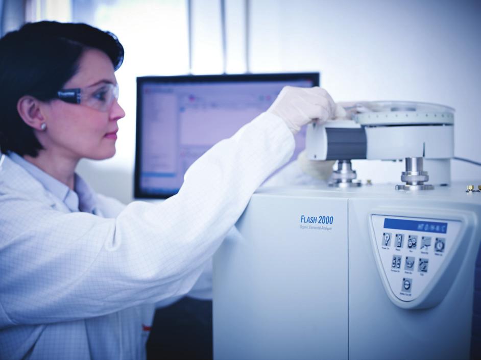 The system provides automated and simultaneous CHNS determination in a single analysis run and oxygen determination by pyrolysis in a second run.