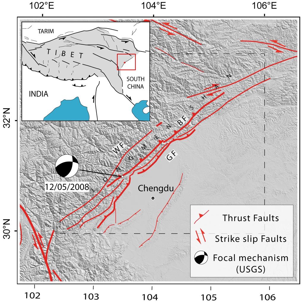 876 M. DE MICHELE et al.: THE SICHUAN EARTHQUAKE FROM PALSAR AMPLITUDE IMAGES Fig. 1. The study area struck by the Sichuan earthquake.