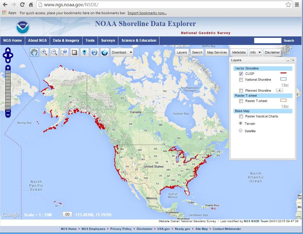 NOAA Shoreline Data Explorer