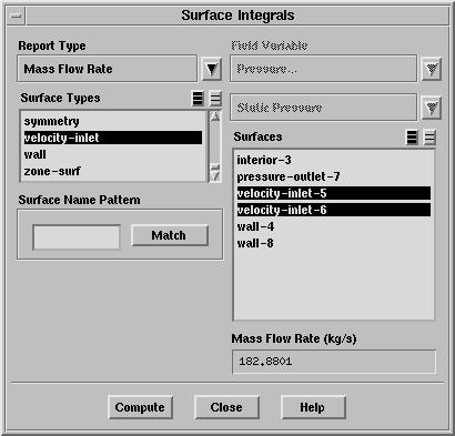 Alphanumeric Reporting Figure 26.5.1: The Surface Integrals Panel of that type will be selected automatically in the Surfaces list (or deselected, if they are all selected already).