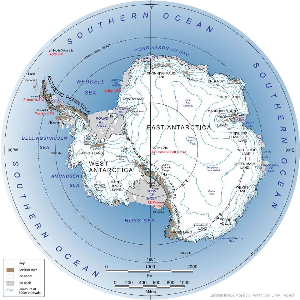 Locations of Deep Ice Core Sites in Antarctica