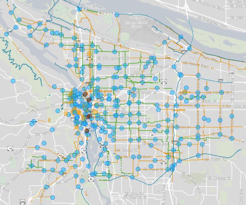 Portland Bicycle Counts 280 sites citywide sector # sites Bridge 3 City Center 38 Inner NE 50 Inner SE 59